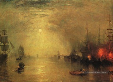 Keelman haletant dans les charbons de Night romantique Turner Peinture à l'huile
